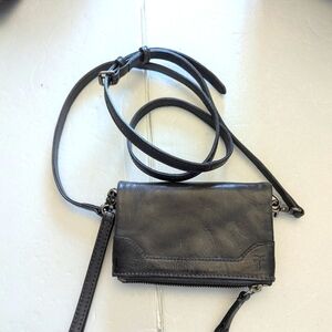 Frye Melissa Dark Grey Leather Crossbody Bag